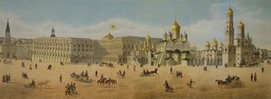 Der Große Kremlpalast und die Kathedralen der Verkündigung und des Erzengels, aus einem Panorama von Moskau, graviert von Philippe Benoist und Aubrun, veröffentlicht von Lemercier, ca. 1840